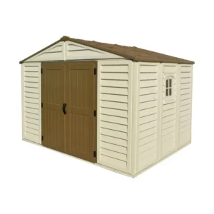 Strongbuildsheds 10' x 10' Vinyl Storage Shed Kit with Foundation & Window