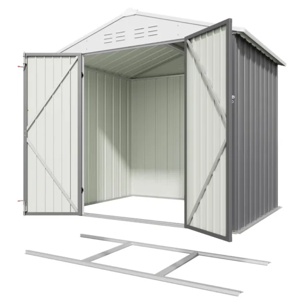 6x4_metal_shed_with_floor_frame_gray_main Patiowell 6x4 Metal Shed with Floor Frame, Gray