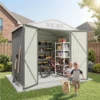 6x4_metal_shed_with_floor_frame_gray_scene2 Patiowell 6x4 Metal Shed with Floor Frame, Gray