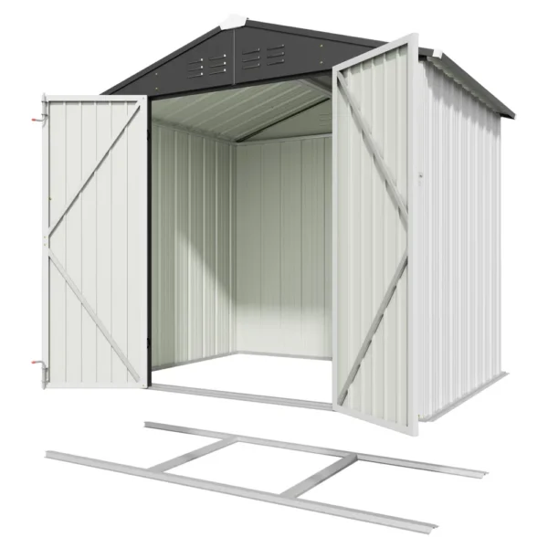 6x4_metal_shed_with_floor_frame_white_main Patiowell 6x4 Metal Shed with Floor Frame, White