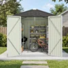 6x4_metal_shed_with_floor_frame_white_scene Patiowell 6x4 Metal Shed with Floor Frame, White