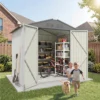 6x4_metal_shed_with_floor_frame_white_scene2 Patiowell 6x4 Metal Shed with Floor Frame, White