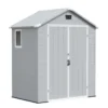 6x4_plastic_shed_with_window_gray_main Patiowell 6x4 Plastic Shed with Window, Vent & Sloped Roof, Gray