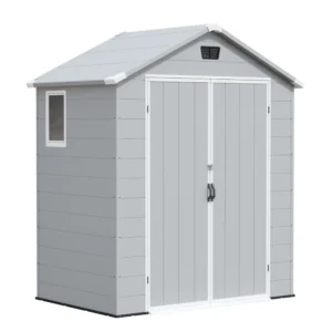 Patiowell 6x4 Plastic Shed with Window, Vent & Sloped Roof, Gray
