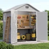 6x4_plastic_shed_with_window_gray_scene Patiowell 6x4 Plastic Shed with Window, Vent & Sloped Roof, Gray