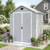 6x4_plastic_shed_with_window_gray_scene2 Patiowell 6x4 Plastic Shed with Window, Vent & Sloped Roof, Gray